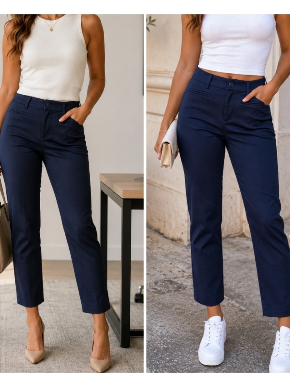 LIVERPOOL Classic Straight-Leg Women's Pants in Navy